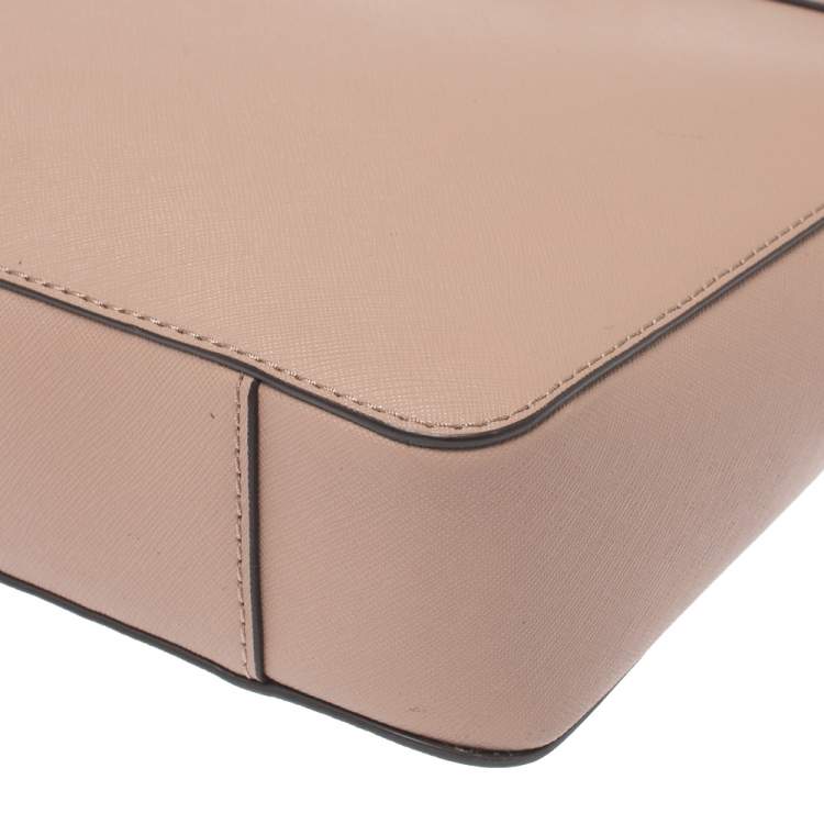 Pre Owned Michael Kors Pale Pink Leather Medium Hamilton Messenger Bag