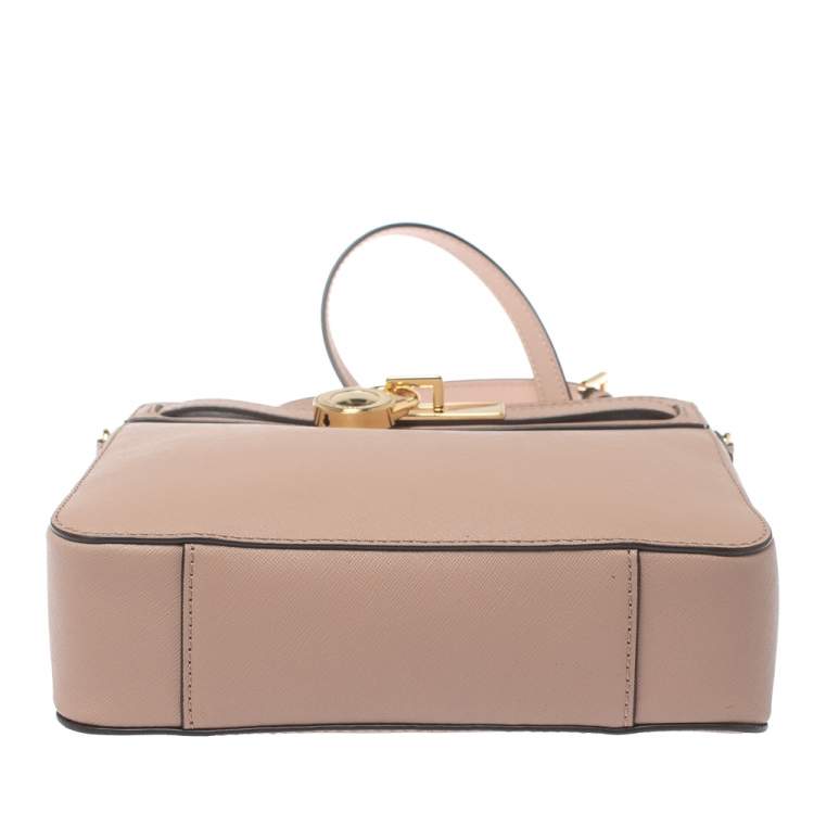 Pre Owned Michael Kors Pale Pink Leather Medium Hamilton Messenger Bag