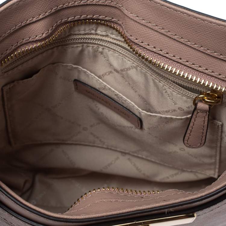 Pre Owned Michael Kors Pale Pink Leather Medium Hamilton Messenger Bag