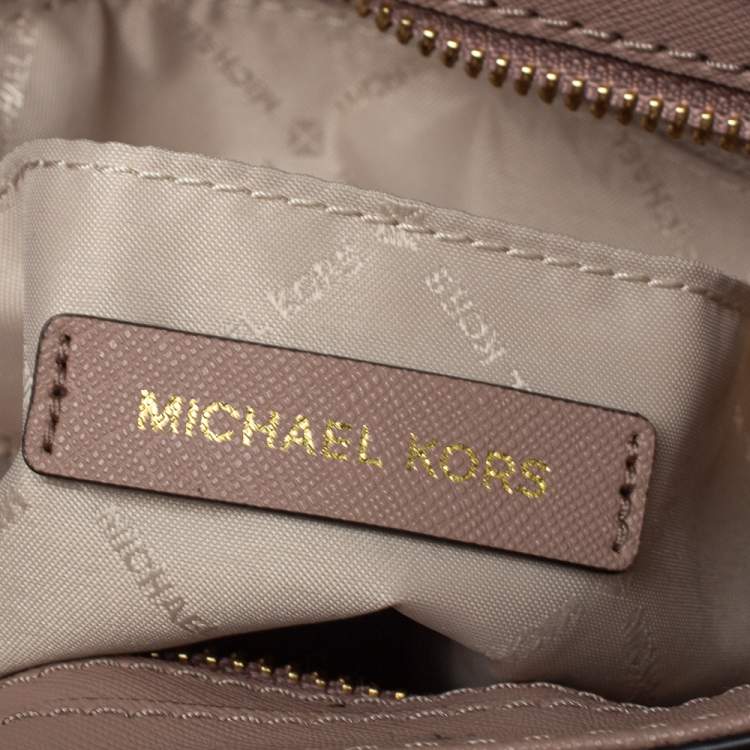 Pre Owned Michael Kors Pale Pink Leather Medium Hamilton Messenger Bag