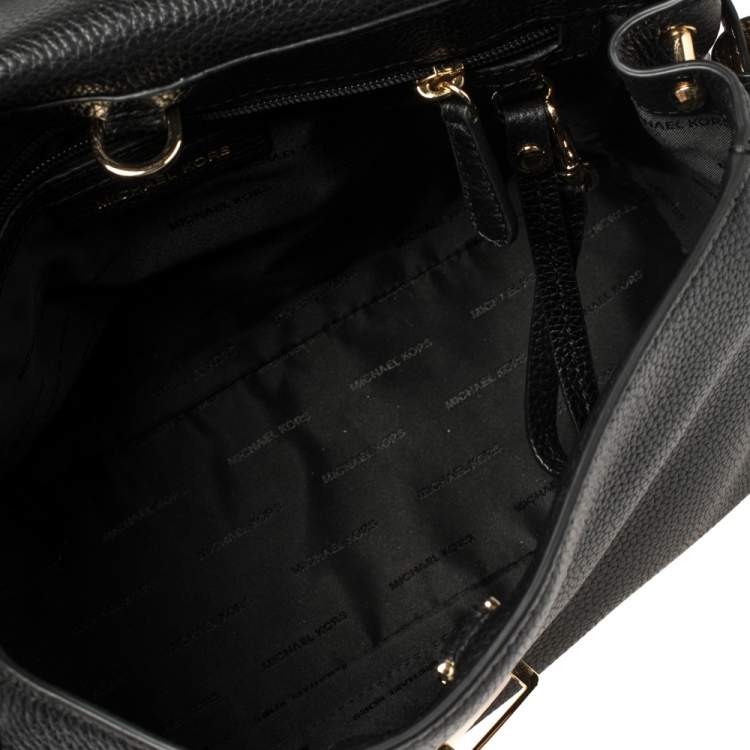 Pre Owned Michael Kors Black/Gold Leather and Snakeskin Embossed Leather Medium Bristol Top Handle Bag