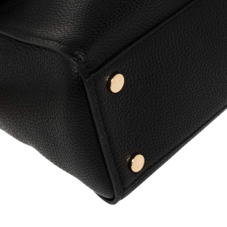 Pre Owned Michael Kors Black/Gold Leather and Snakeskin Embossed Leather Medium Bristol Top Handle Bag