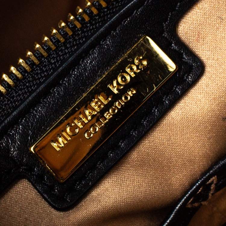 Pre Owned Michael Kors Collection Black Leather Large Casey Tote  