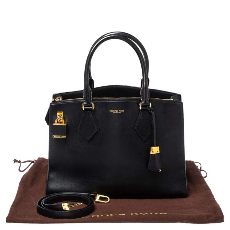 Pre Owned Michael Kors Collection Black Leather Large Casey Tote  