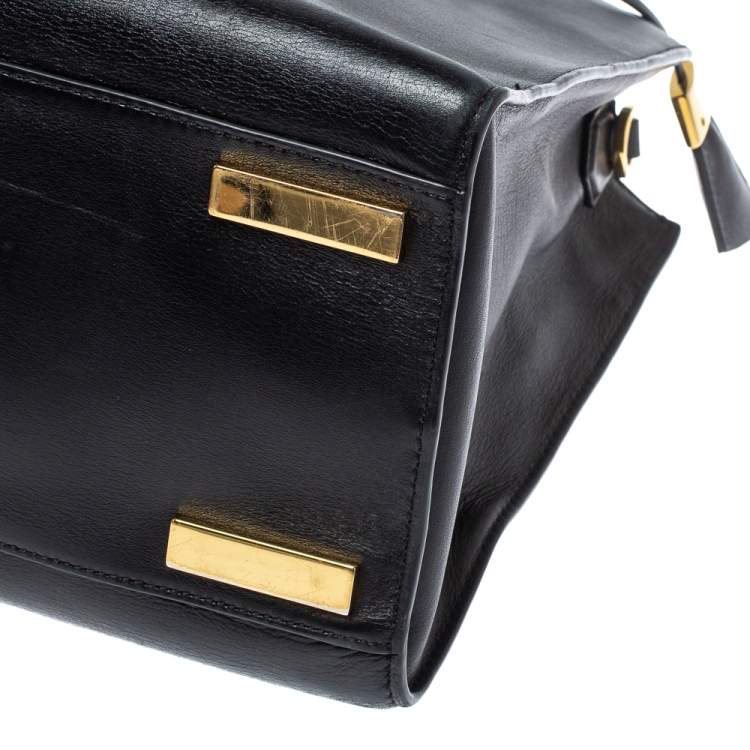 Pre Owned Michael Kors Collection Black Leather Large Casey Tote  