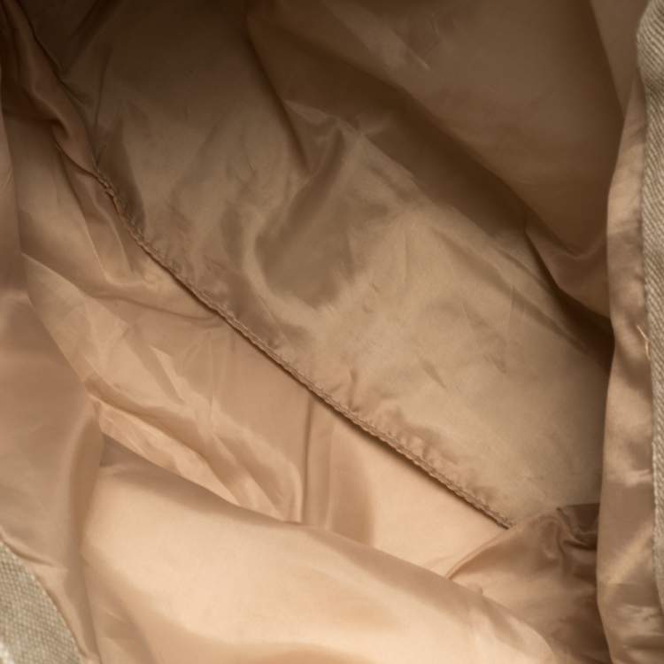 Pre Owned Michael Kors Beige/Gold Canvas and Croc Embossed Leather Tote