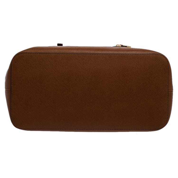 Pre Owned Michael Kors Brown Saffiano Leather Large Jet Set Travel Tote