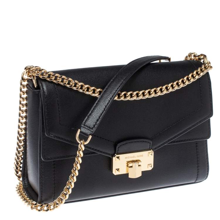 Pre Owned Michael Kors Black Leather Medium Kinsley Shoulder Bag