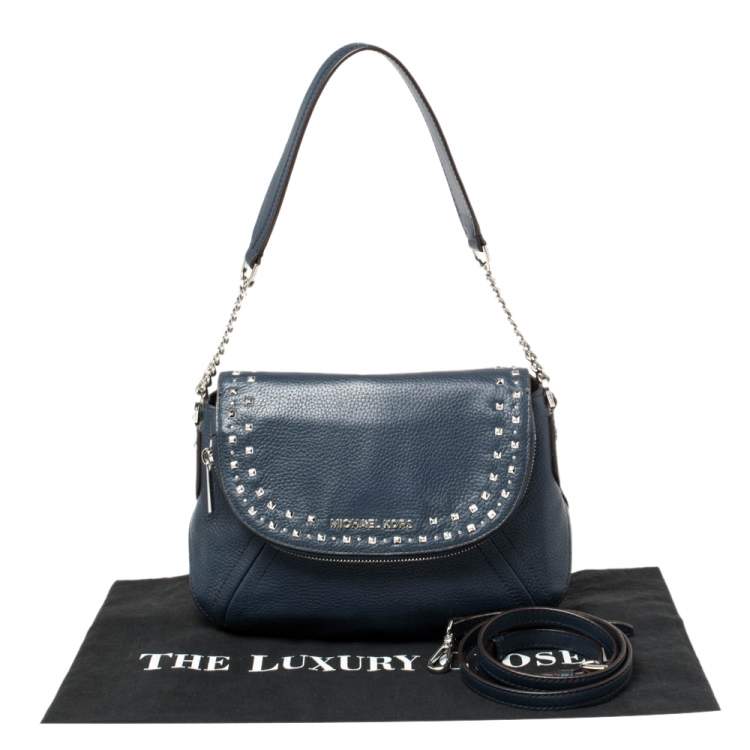 Pre Owned Michael Kors Blue Leather Bedford Aria Shoulder Bag