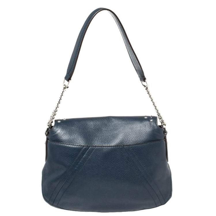 Pre Owned Michael Kors Blue Leather Bedford Aria Shoulder Bag