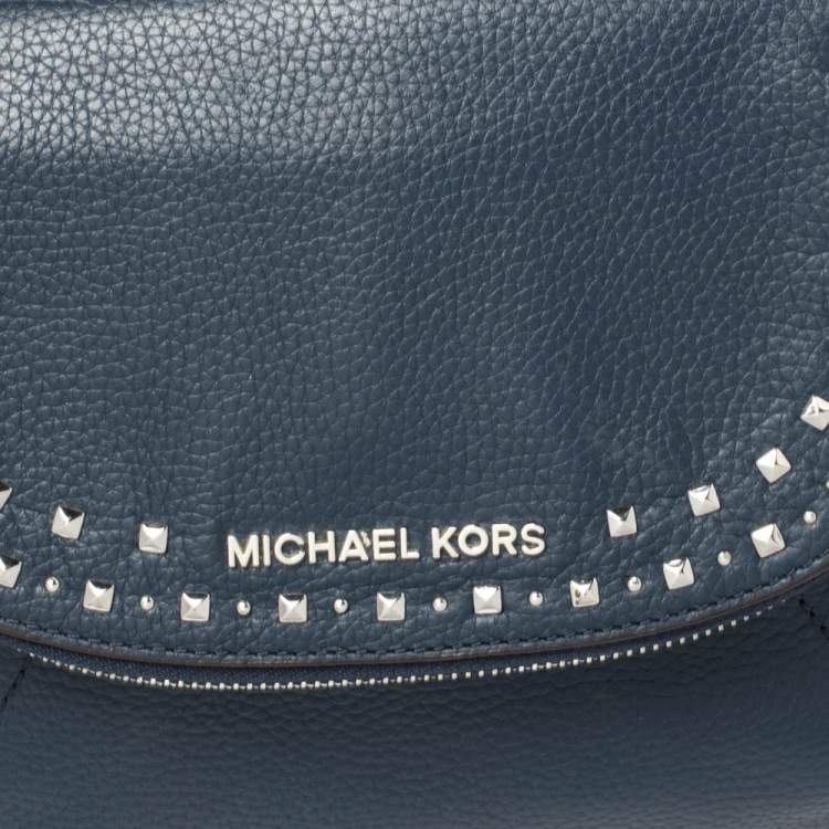 Pre Owned Michael Kors Blue Leather Bedford Aria Shoulder Bag