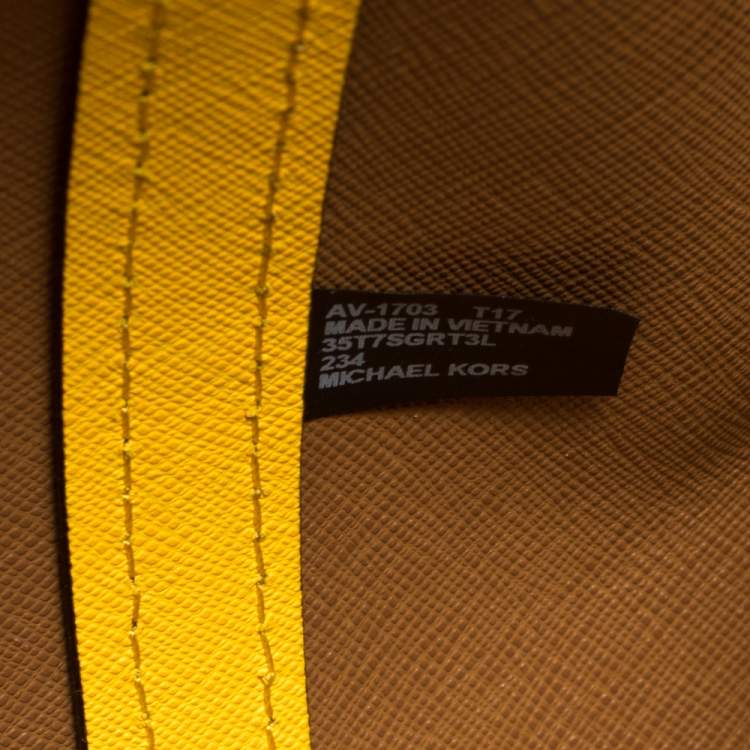 Pre Owned Michael Kors Yellow Saffiano Leather Greenwich Tote