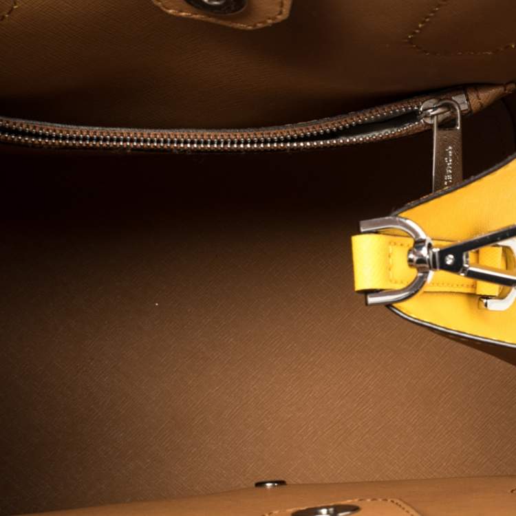 Pre Owned Michael Kors Yellow Saffiano Leather Greenwich Tote