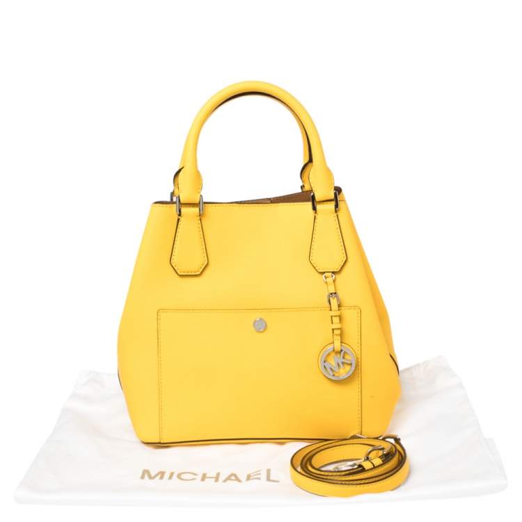 Pre Owned Michael Kors Yellow Saffiano Leather Greenwich Tote