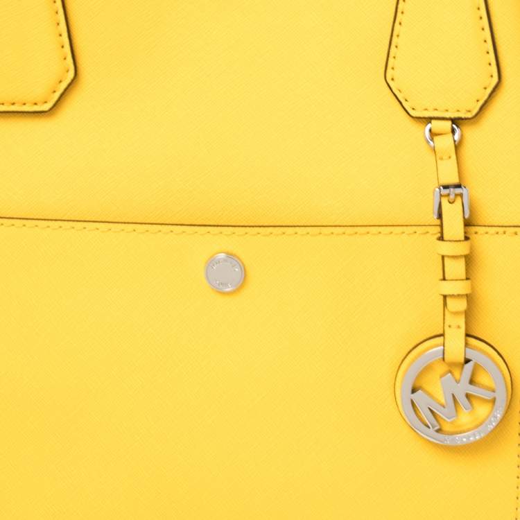 Pre Owned Michael Kors Yellow Saffiano Leather Greenwich Tote