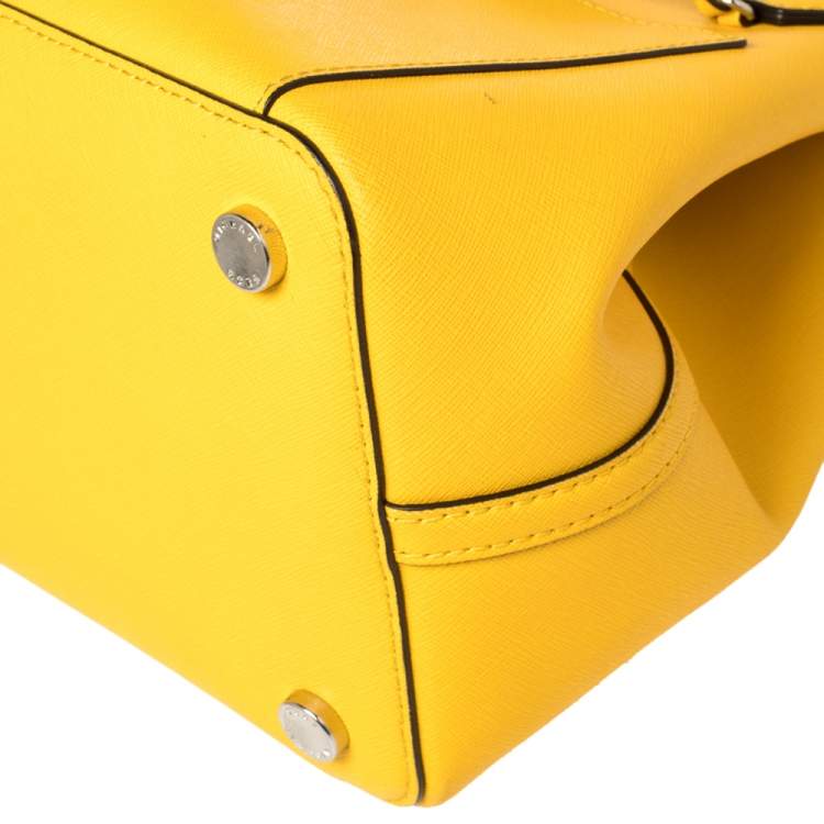 Pre Owned Michael Kors Yellow Saffiano Leather Greenwich Tote