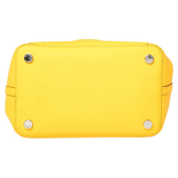 Pre Owned Michael Kors Yellow Saffiano Leather Greenwich Tote