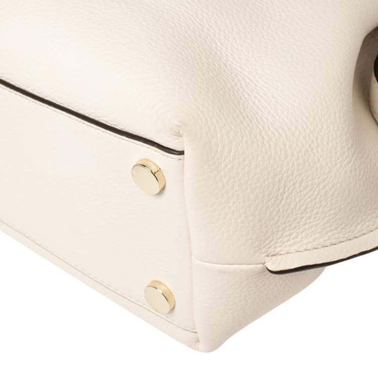 Pre Owned Michael Kors Cream Leather Greta Shoulder Bag