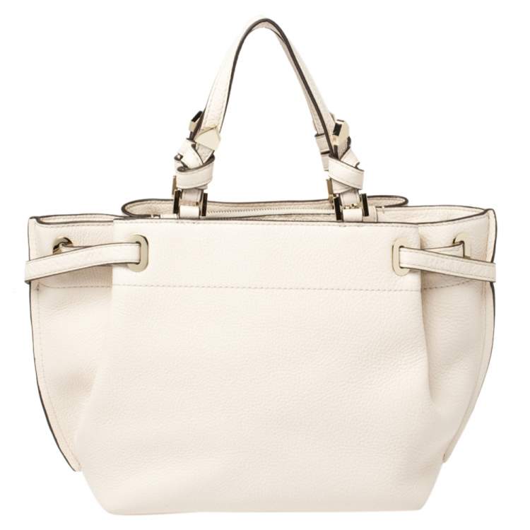 Pre Owned Michael Kors Cream Leather Greta Shoulder Bag