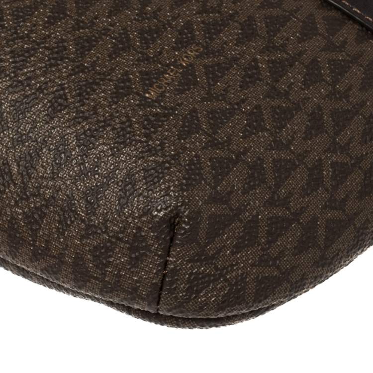 Pre Owned Michael Kors Brown Signature Coated Canvas and Leather Fanny Belt Bag
