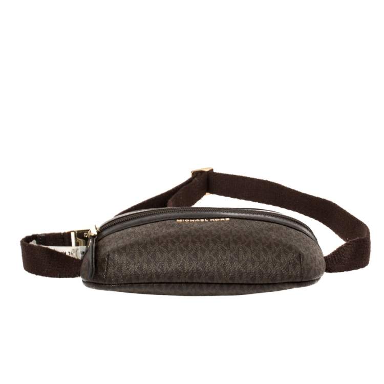 Pre Owned Michael Kors Brown Signature Coated Canvas and Leather Fanny Belt Bag