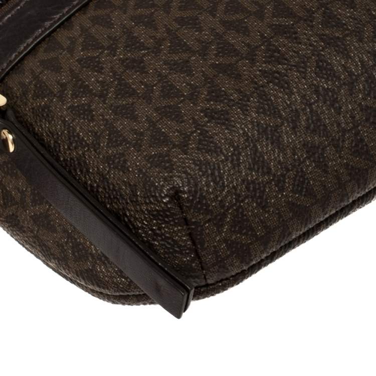 Pre Owned Michael Kors Brown Signature Coated Canvas and Leather Fanny Belt Bag