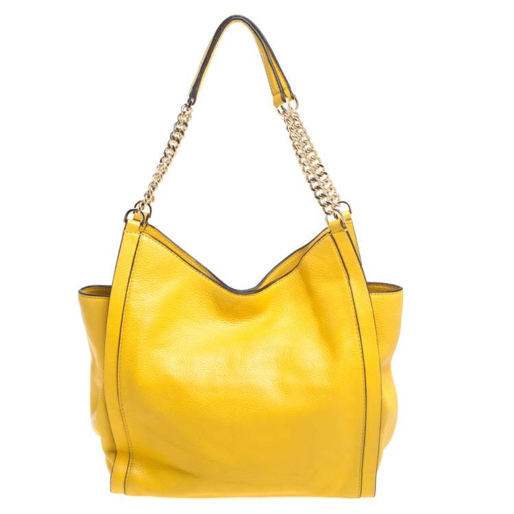 Pre Owned Michael Kors Mustard Leather Newbury Shoulder Bag