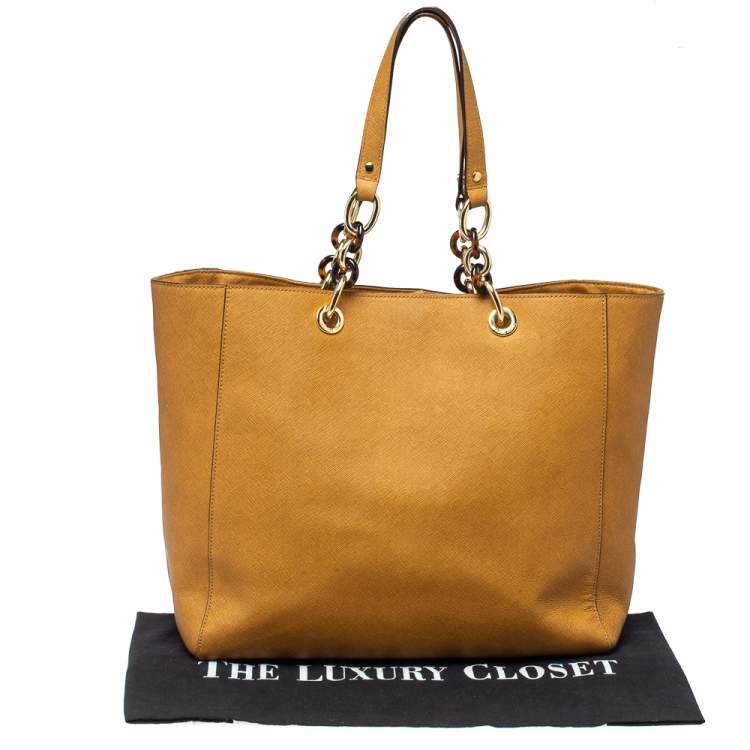 Pre Owned MICHAEL Michael Kors Light Brown Leather Chain Tote