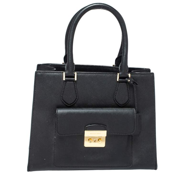 Michael Michael Kors Bags | Michael Kors Large Tote Leather Bag | Color: Black/Gold | Size: Os | Soiresamboy's Closet