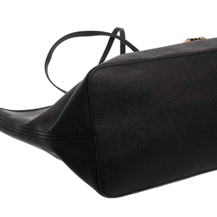 Pre Owned Michael Kors Black Leather Large Jet Set Travel Tote