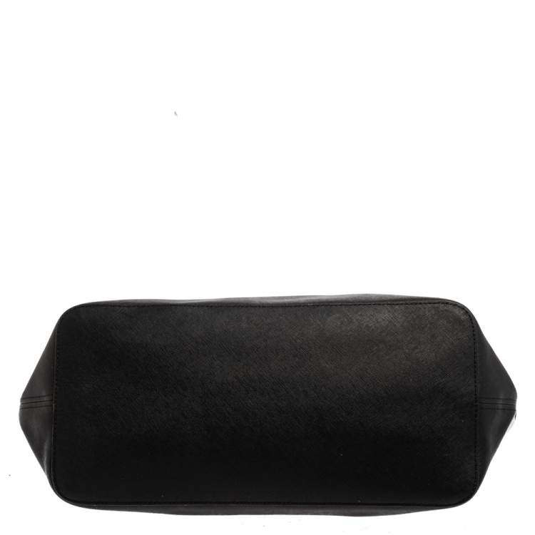 Pre Owned Michael Kors Black Leather Large Jet Set Travel Tote