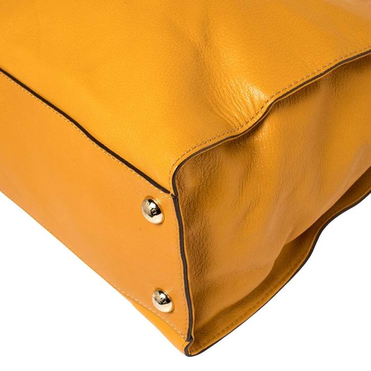 Pre Owned  Michael Kors Yellow Leather Large North South Hamilton Tote