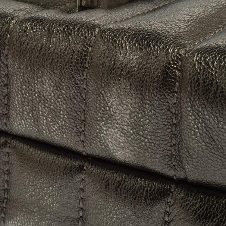 Pre Owned Michael Kors Metallic Grey Quilted Leather Whitney Shoulder Bag