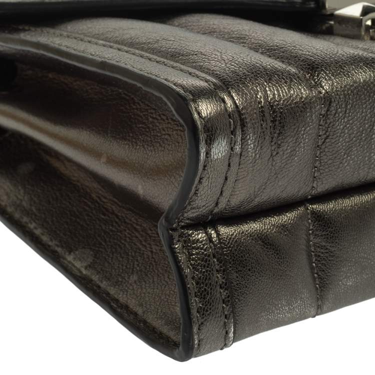 Pre Owned Michael Kors Metallic Grey Quilted Leather Whitney Shoulder Bag