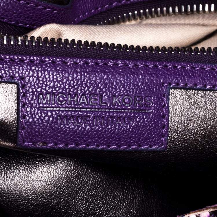 Pre Owned Michael Kors Purple Python Rehearsal Drawstring Shoulder Bag