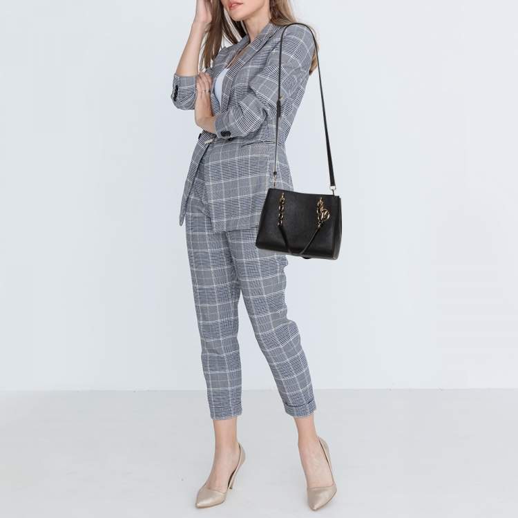 Pre Owned Michael Kors Black Leather Small Cynthia Tote