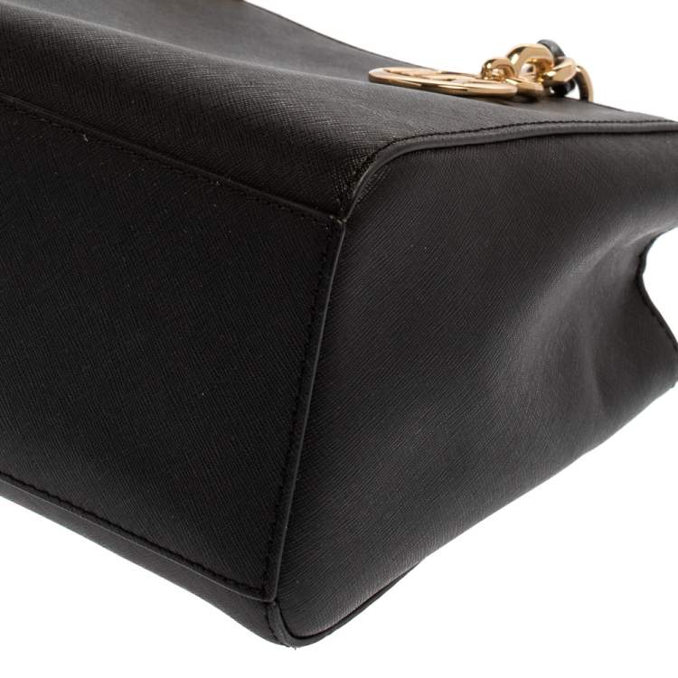 Pre Owned Michael Kors Black Leather Small Cynthia Tote