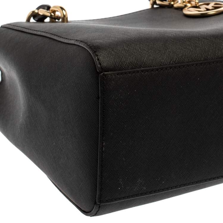 Pre Owned Michael Kors Black Leather Small Cynthia Tote