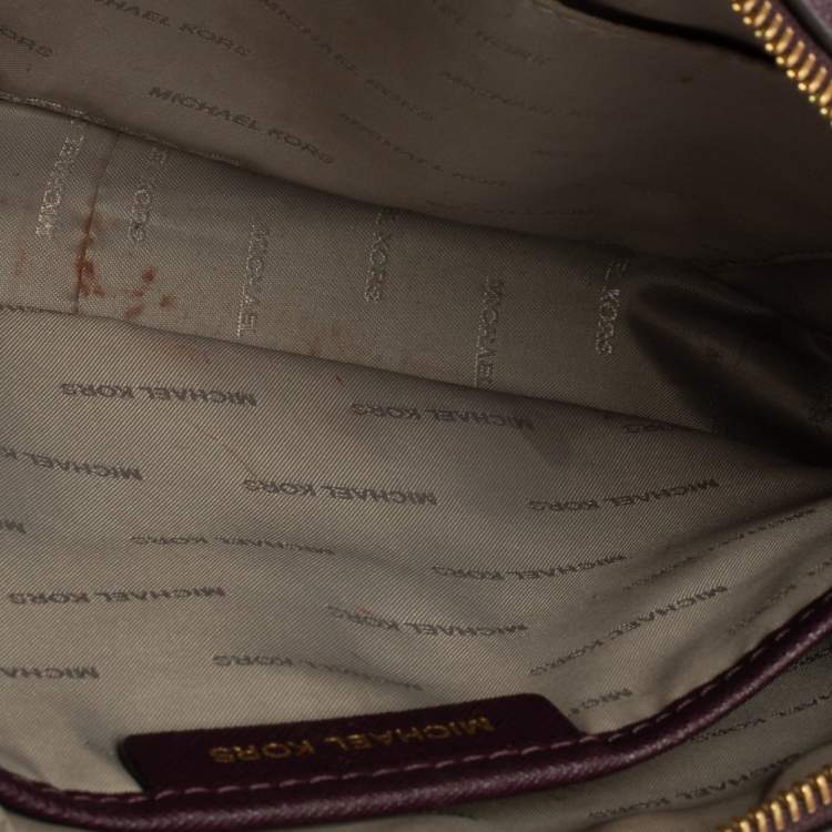 Pre Owned Michael Kors Burgundy Leather Jet Set Camera Crossbody Bag