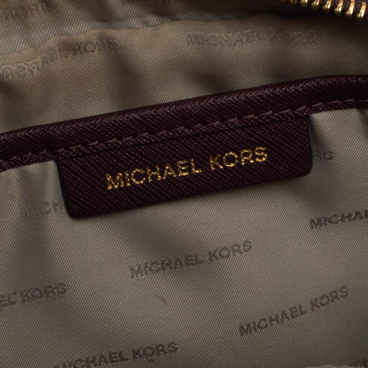 Pre Owned Michael Kors Burgundy Leather Jet Set Camera Crossbody Bag