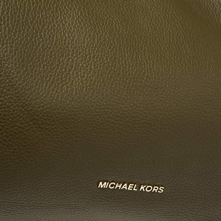 Pre Owned Michael Kors Olive Green Leather Raven Shoulder Bag