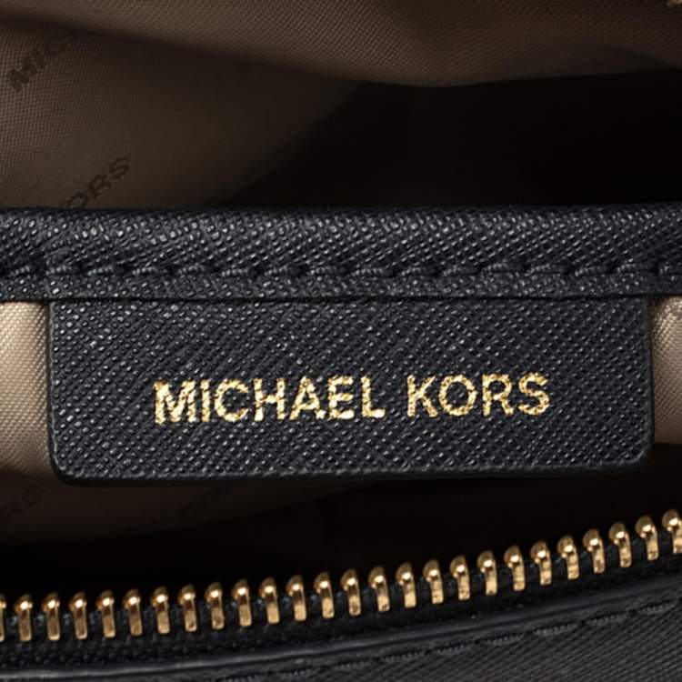 Pre Owned Michael Kors Navy Blue Leather Jet Set Crossbody Bag