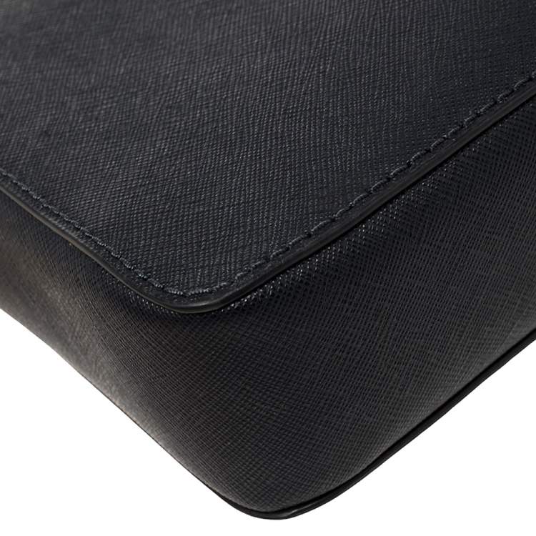 Pre Owned Michael Kors Navy Blue Leather Jet Set Crossbody Bag