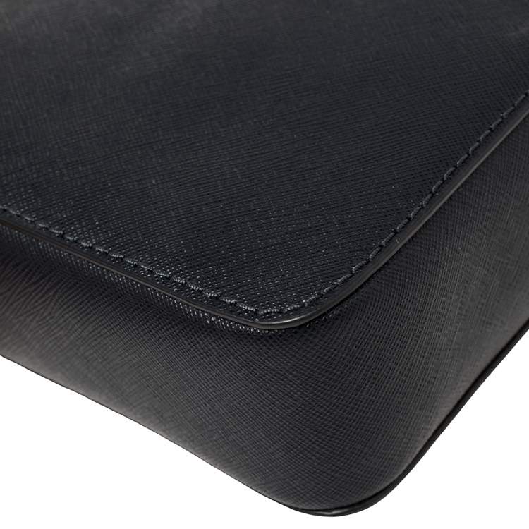 Pre Owned Michael Kors Navy Blue Leather Jet Set Crossbody Bag