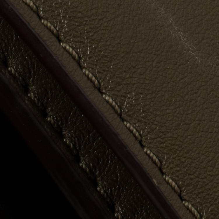 Pre Owned Michael Kors Olive Green Leather Delfina Saddle Bag