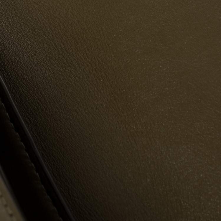 Pre Owned Michael Kors Olive Green Leather Delfina Saddle Bag