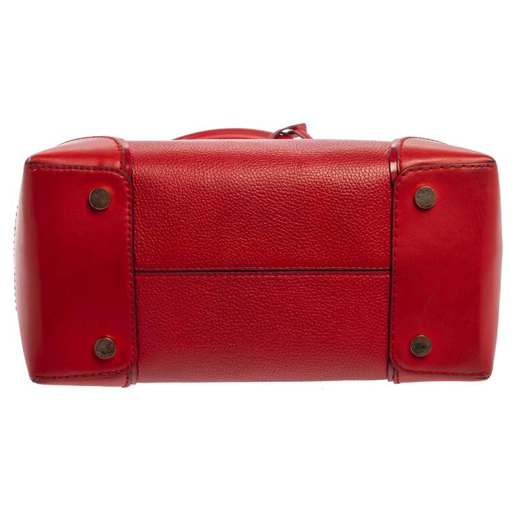 Pre Owned Michael Kors Red Leather Medium Mercer Gallery Tote 
