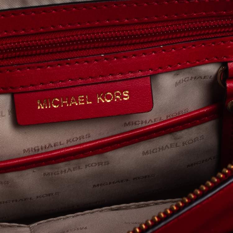 Pre Owned Michael Kors Red Leather Medium Mercer Gallery Tote 
