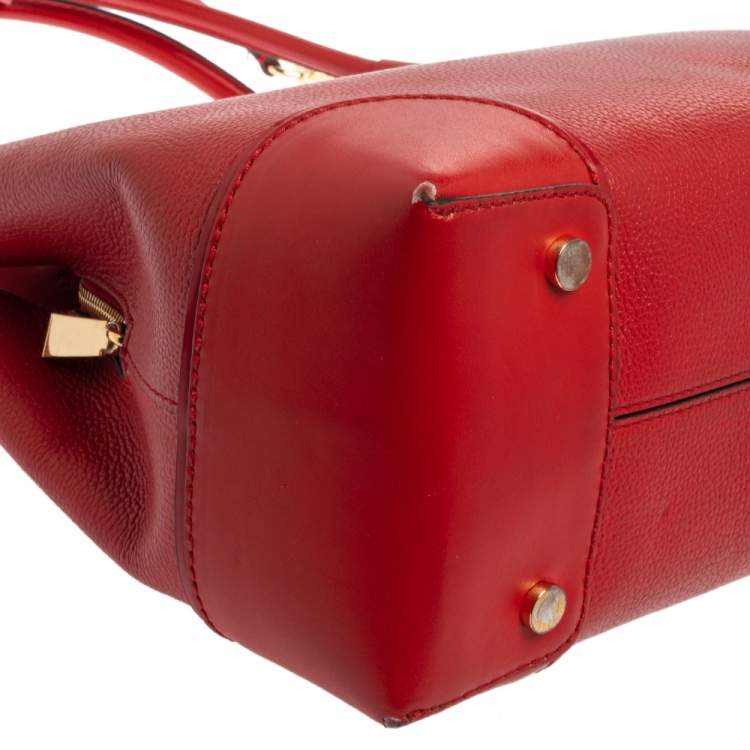 Pre Owned Michael Kors Red Leather Medium Mercer Gallery Tote 