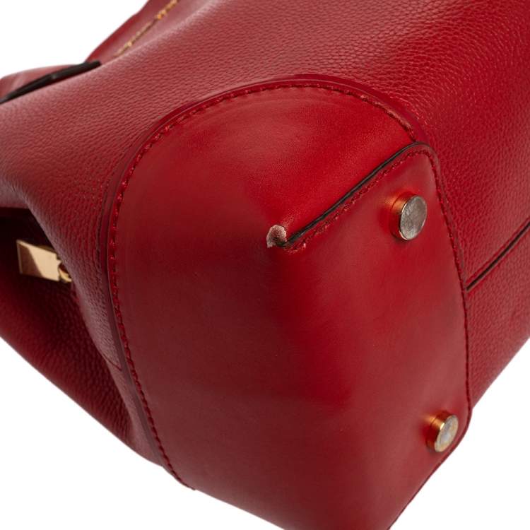 Pre Owned Michael Kors Red Leather Medium Mercer Gallery Tote 